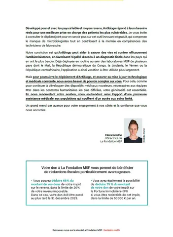 Médecins Sans Frontières — lettre (verso)