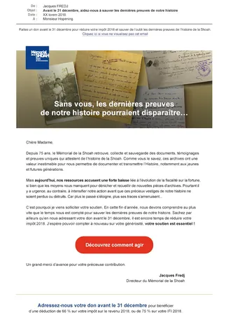 Mémorial de la Shoah — emailing