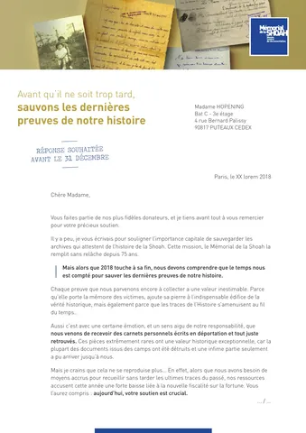 Mémorial de la Shoah — lettre (recto)