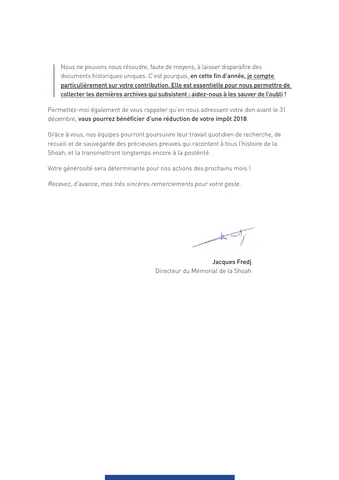 Mémorial de la Shoah — lettre (verso)