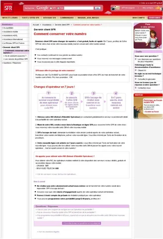 Portail SFR.fr — page portabilité