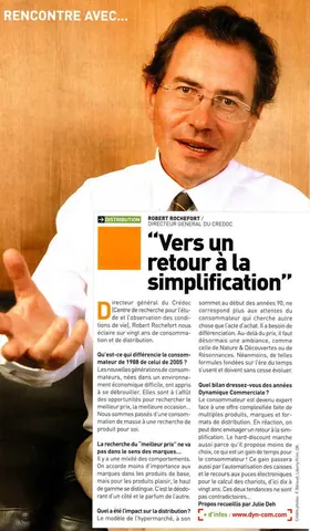 Presse professionnelle — interview R. Rochefort (CREDOC), Dynamique Commerciale